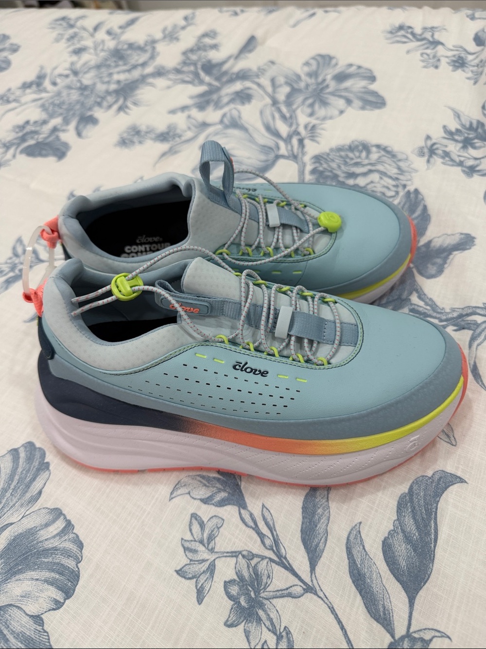 Clove Women's Light Blue Platform Sneakers with Rainbow Accent